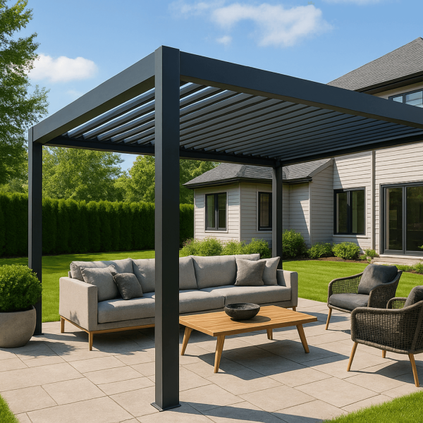 motorized aluminum pergola with led