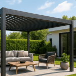 motorized aluminum pergola with led