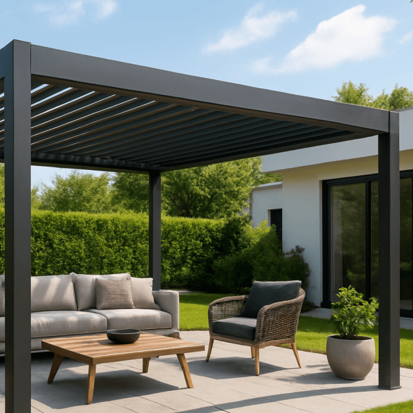 motorized aluminum pergola with led